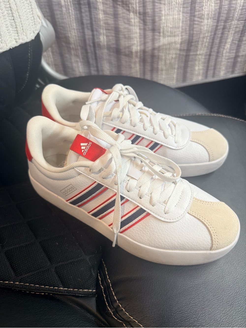 adidas White Sneakers with Red Accents